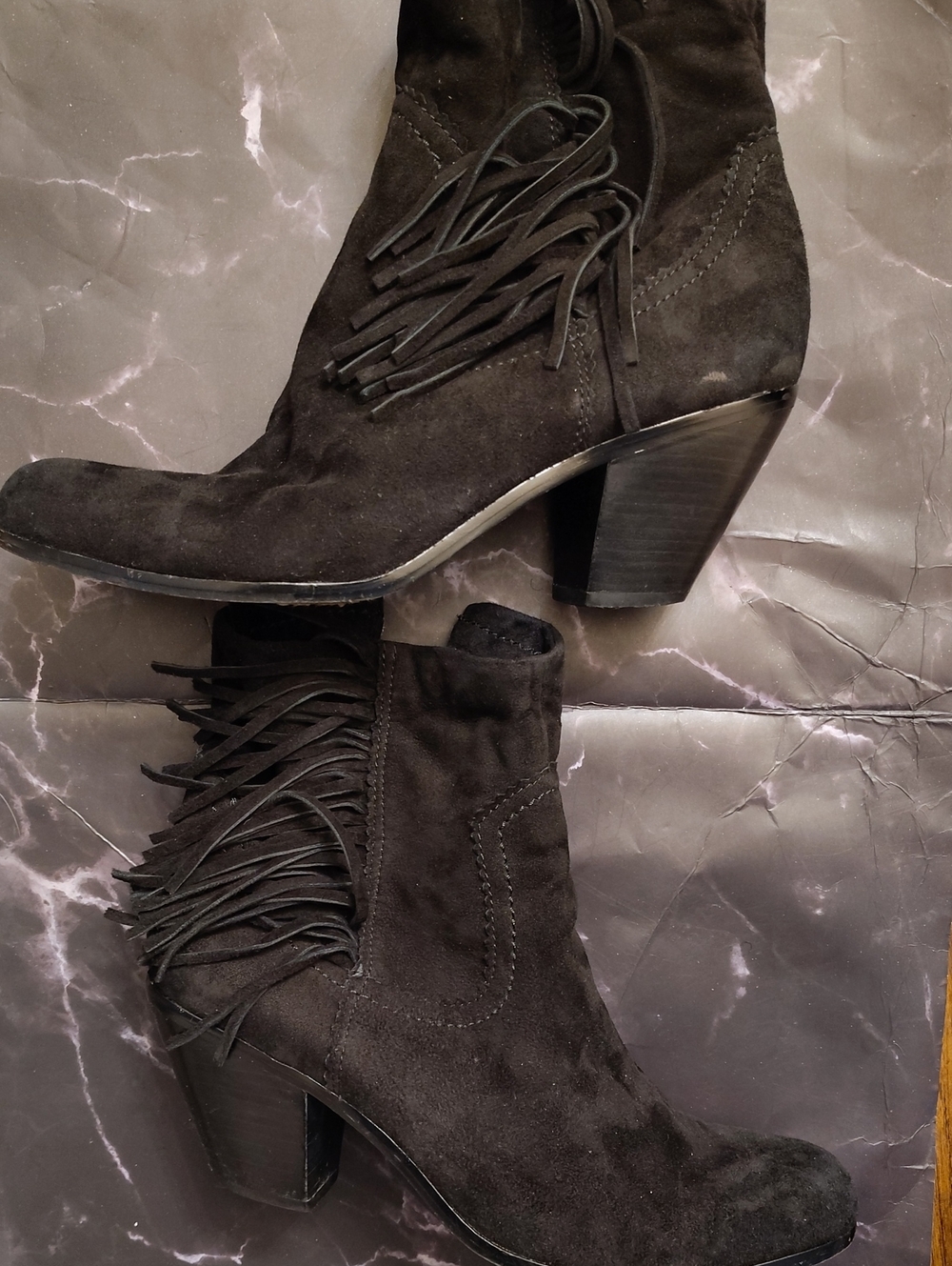Sam Edelman Black Suede Fringe Ankle Boots